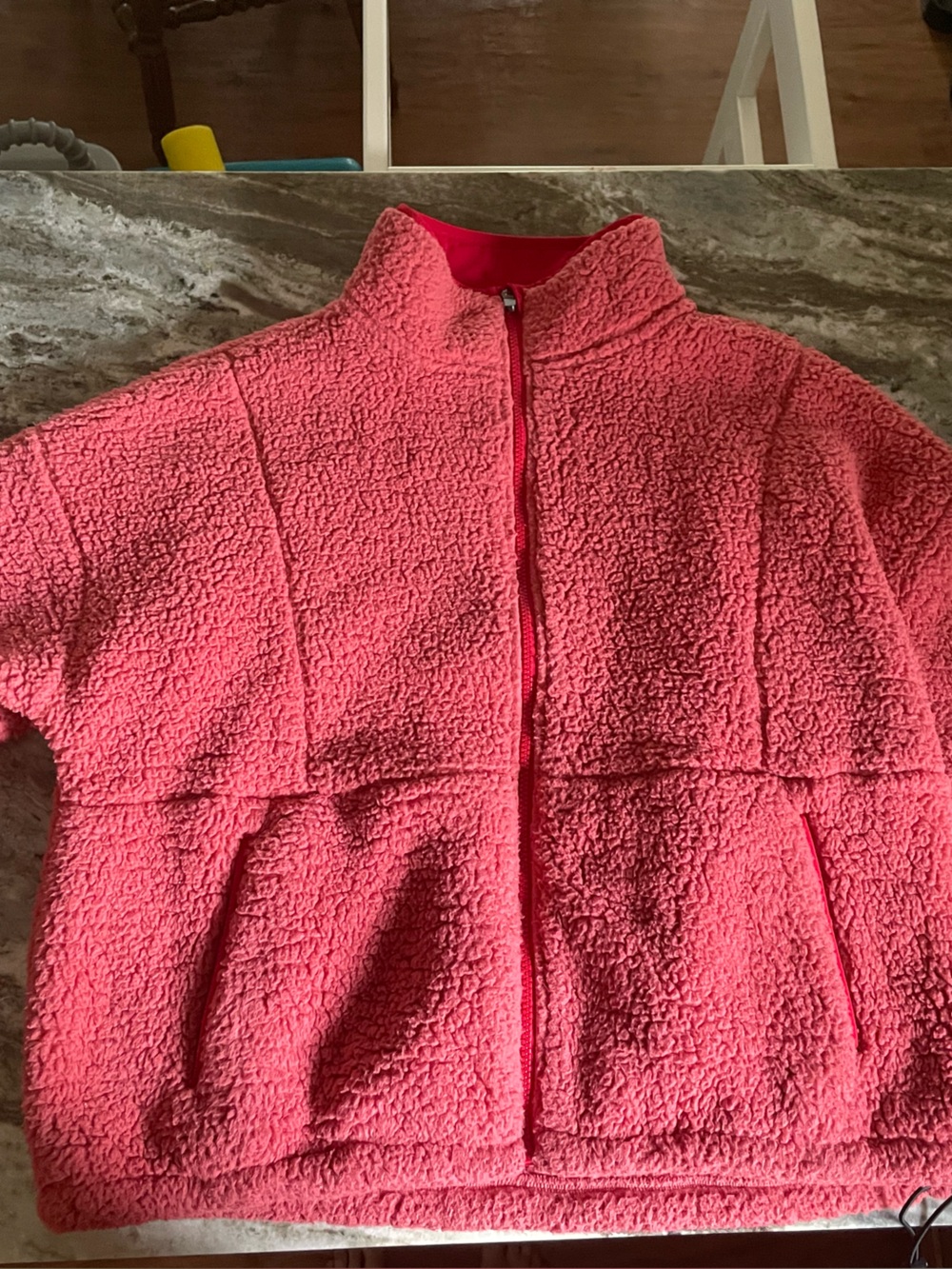 Zelos Sherpa Fleece Jacket Pink Coral Full Zip Cozy Soft Size Large